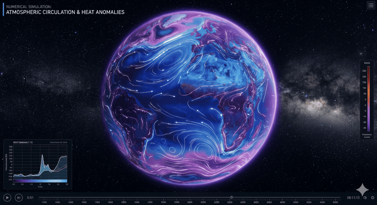 Simulacion de circulacion atmosferica y anomalias de calor sobre el globo